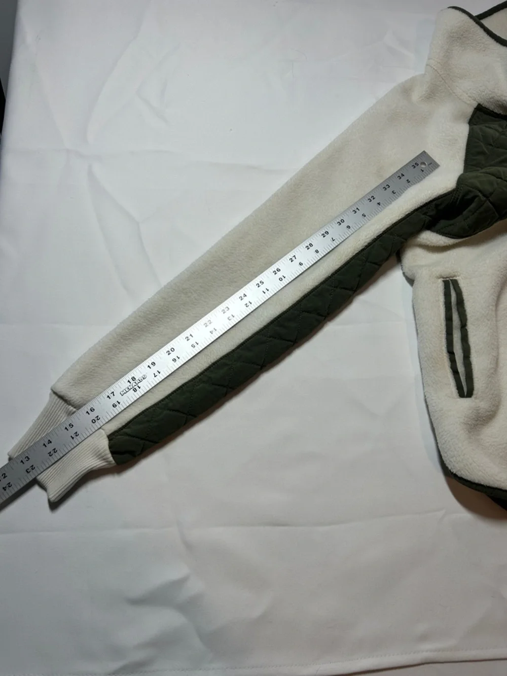 Abercrombie & Fitch Cream Sherpa Fleece with Olive Trim - Picture 15 of 15